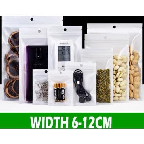 200pcs White/Clear Self Seal Zipper Gift Wrap Resealable Plastic Retail Packaging OPP Poly Bag Good Quality Hang Hole bags