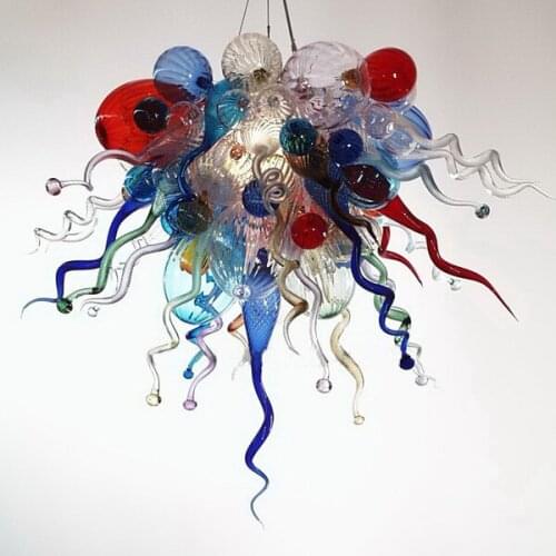 2019 Cheap Blown Glass Chandelier Modern Art Deco Multi Color Blown Murano Glass Hanging LED Home Chandeliers