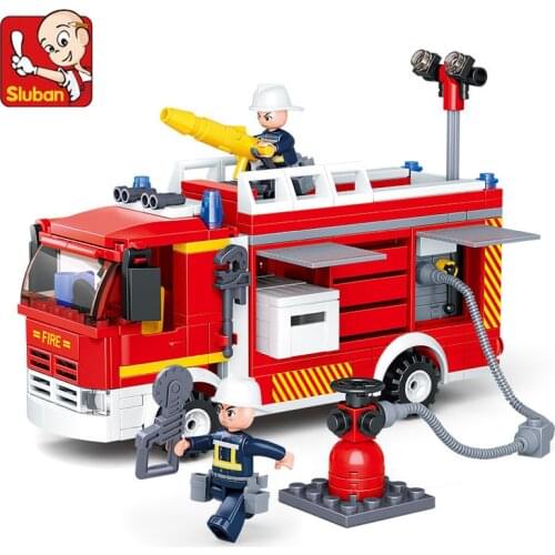 343Pcs City Fire Water Tank Truck Car Building Blocks Sets Brinquedos Technic Bricks Kit Educational Toys for Children