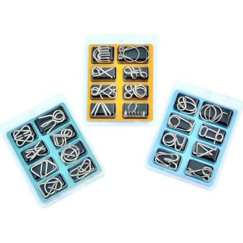 8Pcs/Set 3D Metal Puzzle Mind Brain Game Toy Children Adults Interactive Anti-Stress Funny Game Montessori Educational Toys