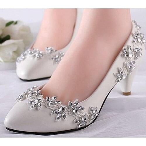 5CM crystal rhinestones wedding pumps shoes bride handmade luxury bling bling shiny bridal party dinner ladies party pumps