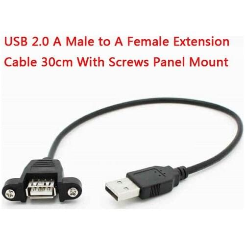 50pcs X USB 2.0 A Male to A Female Extension Cable 30cm With Screws Panel Mount
