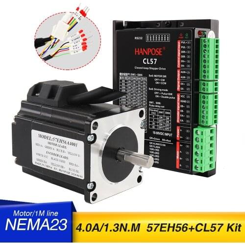 57EH56A4001+CL57 Hybrid Step-servo Driver CNC Controller Kit Nema23 Closed Loop 1.2N.m Servo motor Stepper Motor 56mm