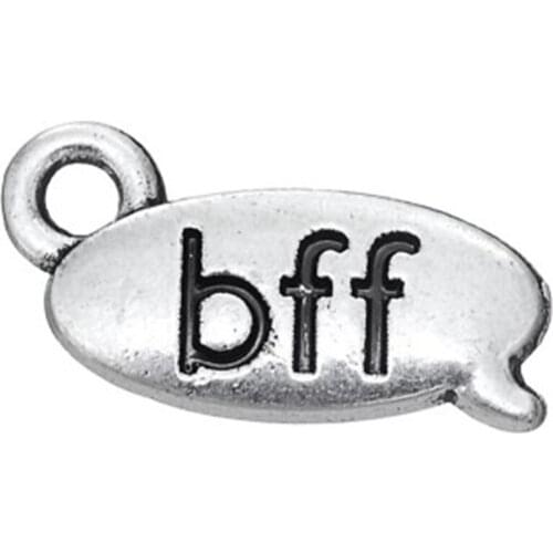 Antique silver plated BFF engraved charms for best friends charms