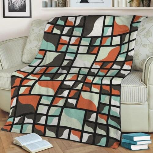 Abstract Geometric Pattern 3D Printed Velvet Plush Throw Fleece Blanket Bedspread Sherpa Blanket Home Decora