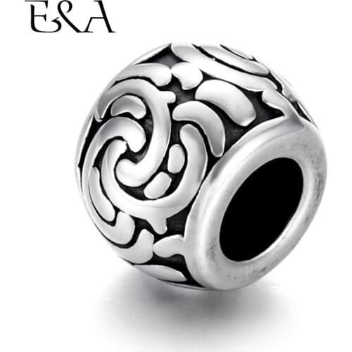 Stainless Steel Beads Squiggle Barrel 5mm Hole Metal European Bead Supplies DIY Jewelry Findings Handmade Crafts Accessories