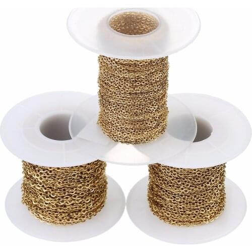 LOULEUR 10 Yard/Roll Width 1.5mm 2mm 2.2mm O Open Link Chain Stainless Steel Necklace Chains Bulk For Necklace Jewelry Making