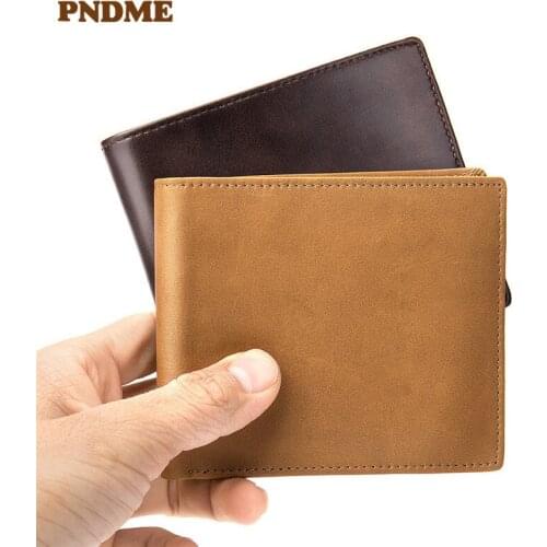 Business simple genuine leather men wallet casual natural real first layer cowhide thin multi-card ID credit card holder purse