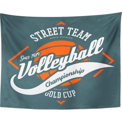 Label with Ball and Arrows for Volleyball Sport Game Sportswear Athletic Street University College Team Tapestry Home Decor Wall