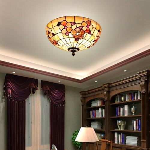 European shell Mediterranean Sea pastoral Tiffany Ceiling Lights luminaria teto Ceiling Lamps For Home Decoration