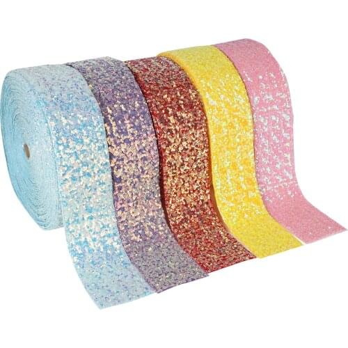HSDRIBBON 3 inch 75mm HSD-Genuine Series colorful Spring Summer Sequin Ribbon 25Yards/Roll