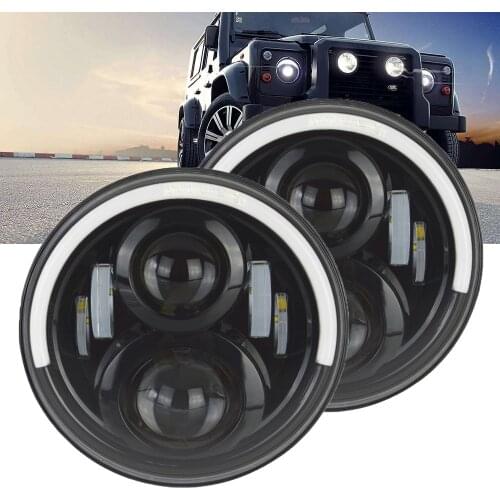 J225 LED Headlight High Low Beam Headlamps 50W with Ring LED Driving Lights (1 Pair)lantsun