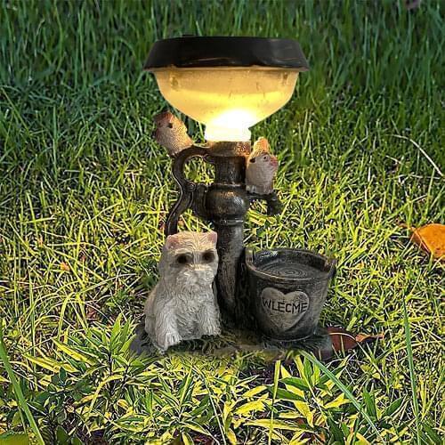 Creative Solar Animal Resin Decoration Kitten Puppy Rabbit Home Decor Garden Decoration Outdoor Interesting Solar Light Lamp
