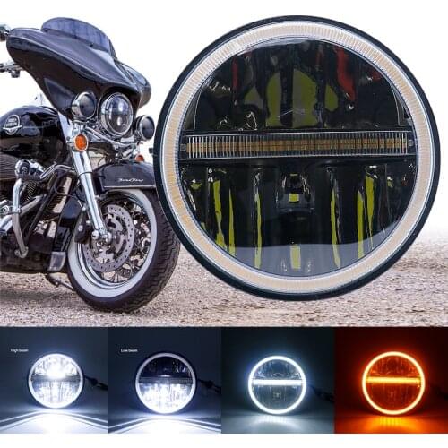 Round 7"inch Motorcycle Black Projector Motor HID LED Light Bulb Headlight For Electra Glide Street Glide Softail FLHX F Tourin