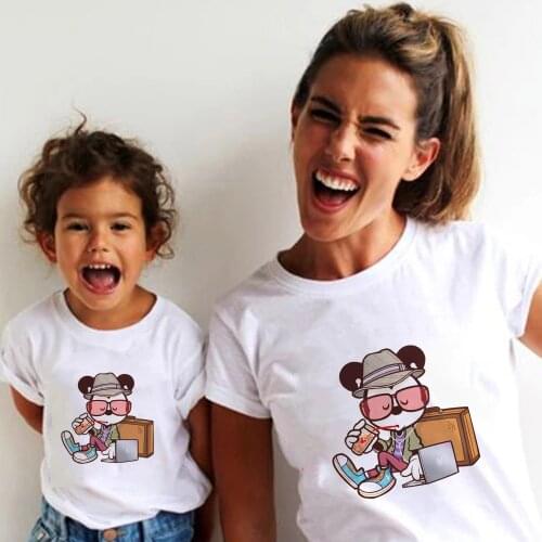 Summer Fashion Children Girl Boy Cartoon T-Shirt Disney Mickey Mouse Print Kids Short Sleeve Tee Casual O-neck Famliy Look Tops