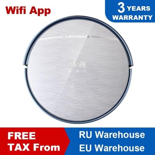 LIECTROUX X5S Robot Vacuum Cleaner, WIFI APP Control,Gyroscope Navigation,Switchable Water Tank & Dust Bin,Schedule,Auto Charge