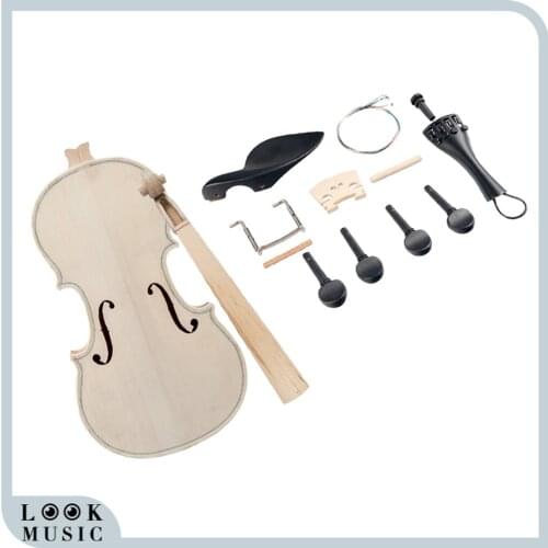 4/4 DIY Violin Solid Wood Unfinished Handcraft Violin Body Violin Fiddle Kit With Accessories