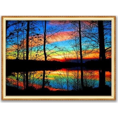 Nature DIY Cross Stitch 11CT Embroidery Kits Needlework Craft Set Cotton Thread Printed Canvas Home Decoration On Sale Wholesale