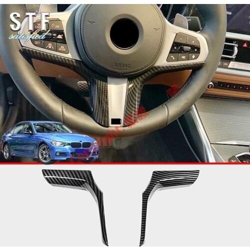 Carbon Fiber Style Interior Steering Wheel Trim Cover For BMW 3 Series G20 2019 2020