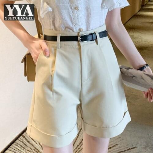 Office Womens High Waist Suit Shorts Solid Color Classic Casual Short Trousers Summer Thin Section Wide Leg Cargo Shorts Female
