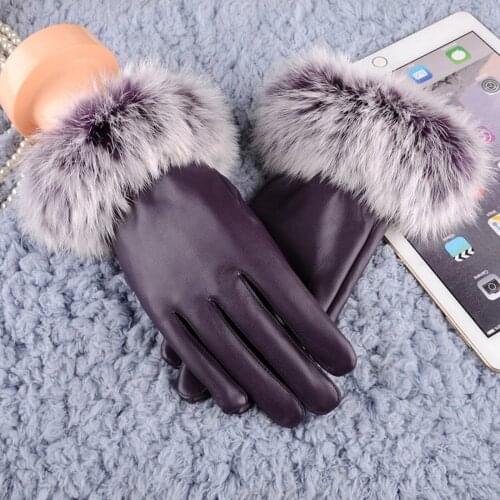 Gloves Women leather Gloves Autumn Winter Warm Rabbit gloves Mittens Mittens Cycling Outdoor Sports Bike Guantes Korean Gloves