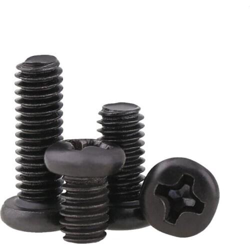 Phillips Screws M2/M2.5/M3/M4*3/4/5/6/8/10/12/16/20/30mm cross Flat/Pan Head Thread Metric Machine screw black finished bolt