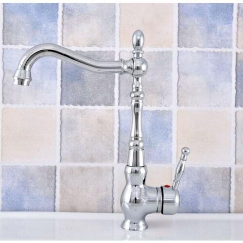 Polished Chrome Brass Kitchen Faucets Bathroom Sink Basin Faucet Mixer Hot and Cold Water Tap 360 Swivel Lsf646