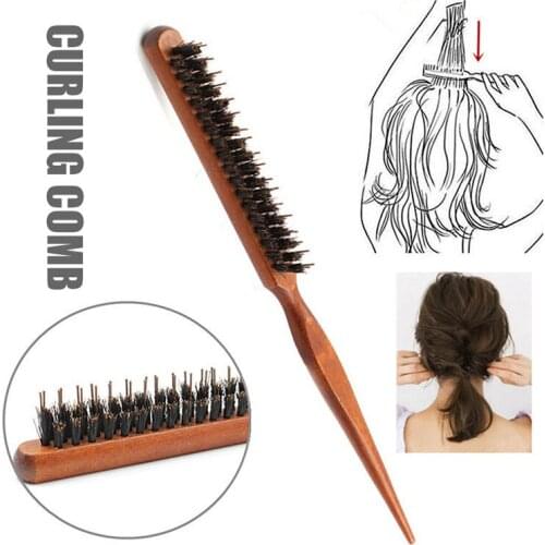 Professional Salon Hair Brushes Wood Handle Natural Boar Bristle Hair Brush Fluffy Comb Hairdressing Barber Hair Styling Tools