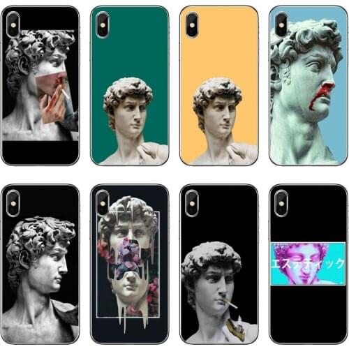Plaster Statue David Aesthetic Transparent Phone Case For iPhone 12 11 Pro Max Mini XS Max XR X 8 7 Plus 6 6S Plus 5 5S SE 2020