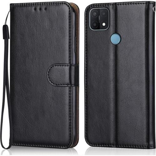 Folio Luxury Leather Case for On OPPO A15 Wallet Stand Flip Case Phone Bag with Strap