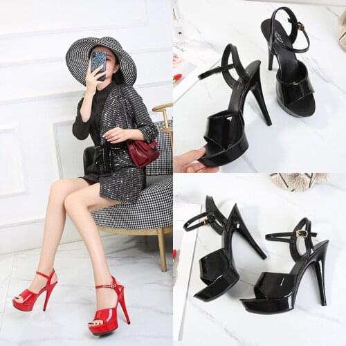 Female Sandals Ladys Sandals Women Wedding Shoes Sexy Ankle Strap Platform Sandals Super High Heel 13CM Nightclub Party Shoes