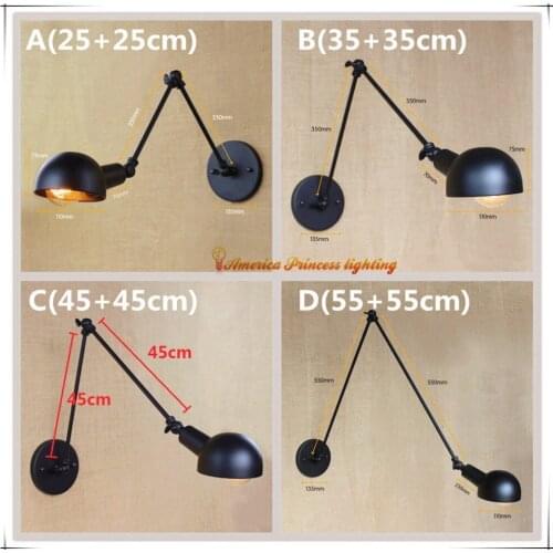 Retro Wall Light industrial loft balcony aisle stairs minimalist restaurant bar wrought iron wall lamp long arm AC110-240V
