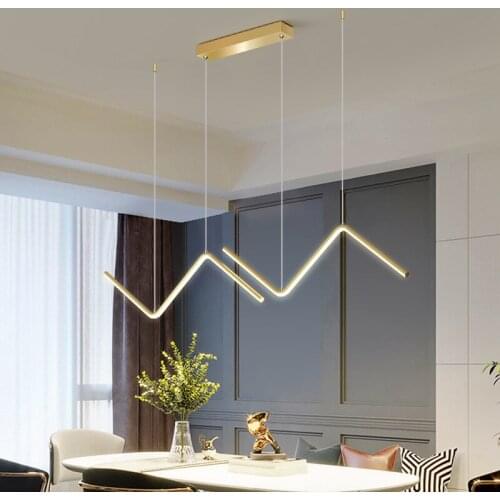 V-shaped dining room chandelier modern minimalist Nordic minimalist dining table bar office creative led light bar designer lamp