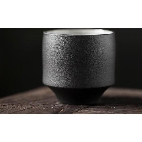 95ml Vintage Teacup Black Ceramic Pottery Pu'er Small Tea Bowl Water Cups Container Home Drinkware Kung Fu Teaware Decor Crafts