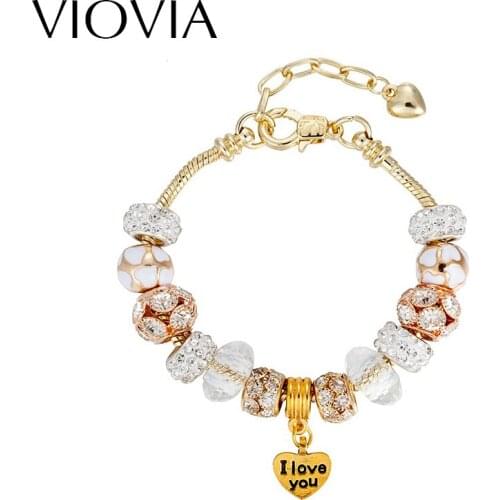 VIOVIA New Arrival Fashion Chain Women Bracelets Crystal DIY Charm Bracelets Bangles Fit Luxury Famous Brand Jewelry B16082