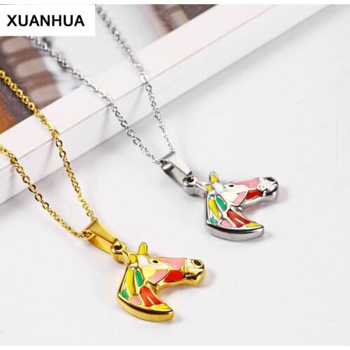 XUANHUA valentines day horse color neckless novelties initial necklace fashion jewelry 2019 bohemian chocker chain