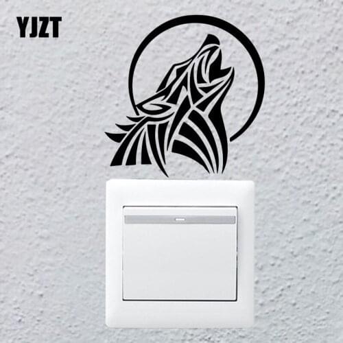 YJZT Funny Vinyl Switch Sticker Wall Decal Home Decor Cartoon Animal Pattern Wolf Howl 17SS0416