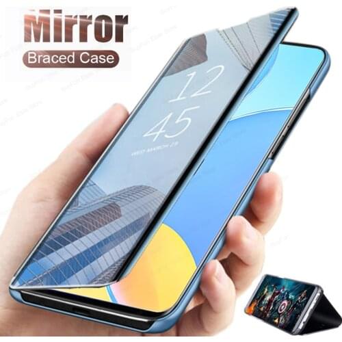 For Oppo A15 A15S Mirror leather Stand Phone Case For Oppo Find X3 Pro F19 Pro Plus Smart Mirror Flip Cover