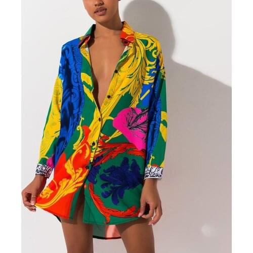 African Dresses for Women Dashiki Shirt Dress Long Sleeve Floral Shirts Blouse Tops Bazin Ankara Dress African Clothes