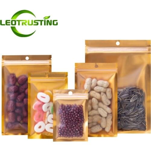 Leotrusting 100pcs One Side Clear Plastic Zip Lock Bag Gold Inlay Aluminum Foil Bag Coffee Herbal Tea Packaging Bag Hot EDC Bag