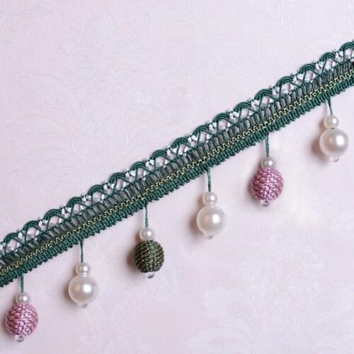 12M/Lot 6cm Wide Pearl Beads Curtain Lace Accessories DIY Tassel Fringes Trim Ribbon Stage Sofa Valance Sewing Home Textile