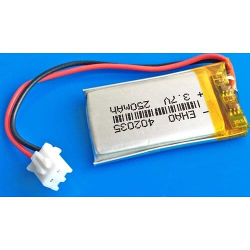3.7V 250mAh 402035 JST 2.5mm lithium polymer li ion rechargeable battery Lipo cells for MP3 MP4 GPS bluetooth headset video pen
