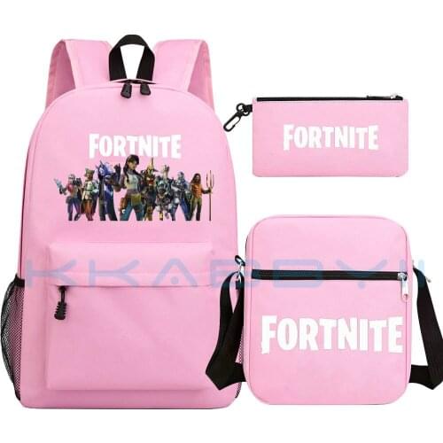 Hot Fortnite 3pcs Set Backpack Children Anime Cartoon School Bag Bookbag Men Women Travel bags Mochila Daily Rucksack