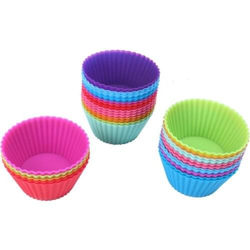30pcs/lot 7cm Muffin Cupcake Silicone Cups Round For Muffin Cupcake DIY Baking Fondant Muffin Cups Molds Color random delivery