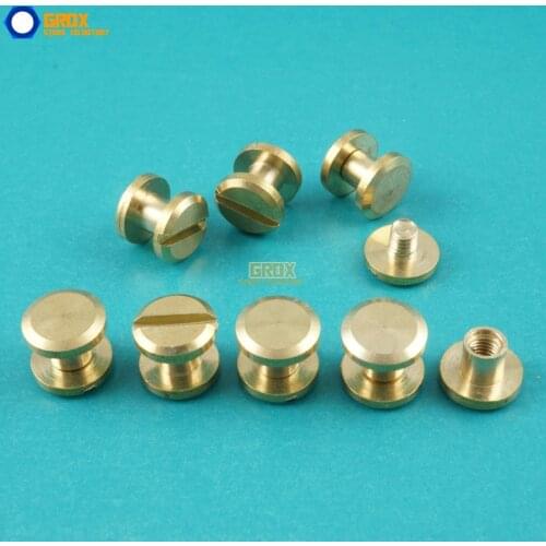 50 Set 8*4mm Solid Brass Rivet Chicago Screw for Leather Craft Belt Wallet / Flat
