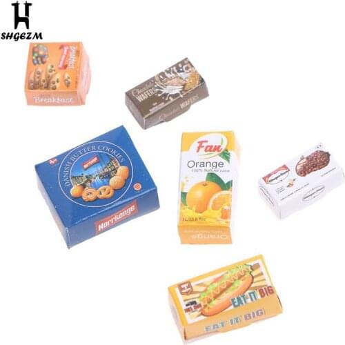 6Pcs/Set Dollhouse Miniature Food And Beverage Case Box Model Toys For Doll House Decoration