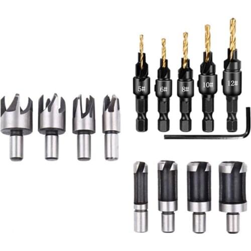 ABSF 14Pcs Countersink Drill Bit Wood Plug Cutter Carpentry Woodworking Screw Drilling Pilot Holes for Screw