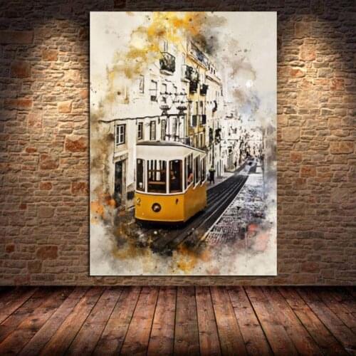 Watercolor Graffiti Abstract Landscape London City Big Ben Canvas Painting Posters Prints Wall Art for Living Room Cuadros