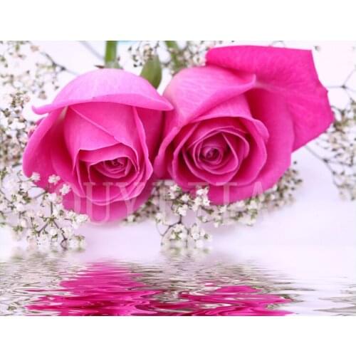 OUYIJIA5d DIY Diamond Painting Water Rose Full Square Round Rhinestone Embroidery Cross Stitch Craft Tool Set A4 A5 Light