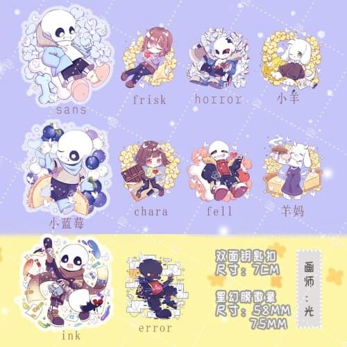 Anime Undertale sans frisk horror Chara Blueberry Theme Keychain Badge Button Brooch Pins Keyrings Itabag Pendant Xmas Gifts